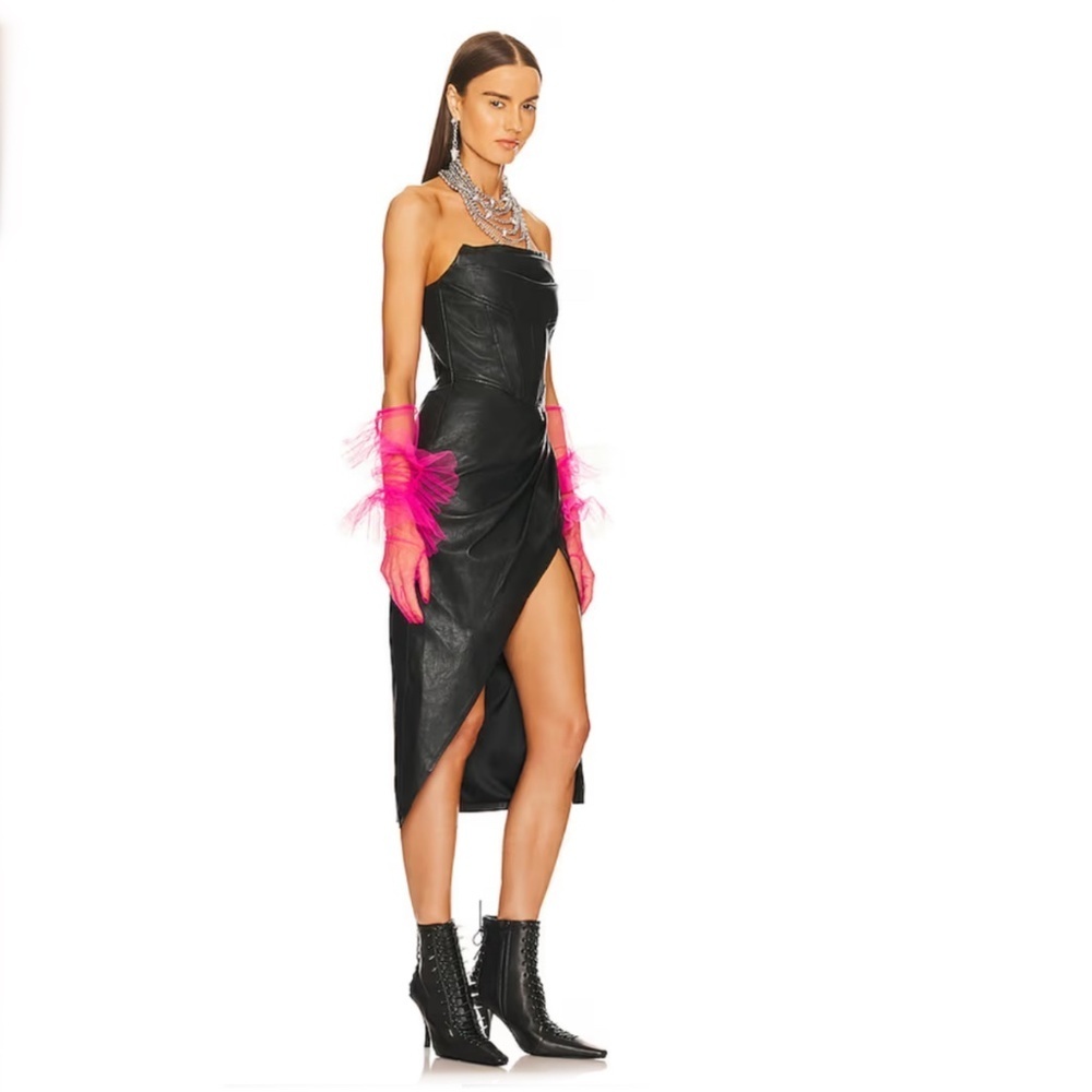 NBD Aya Leather Midi Dress in Black Size M - Picture 2 of 5